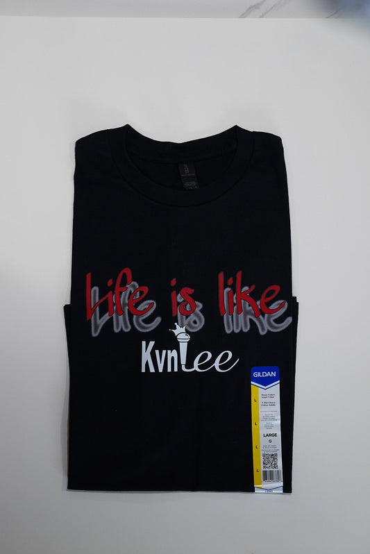 "Life Is Like" 2. Red Shadow Text - Black T-Shirt - L