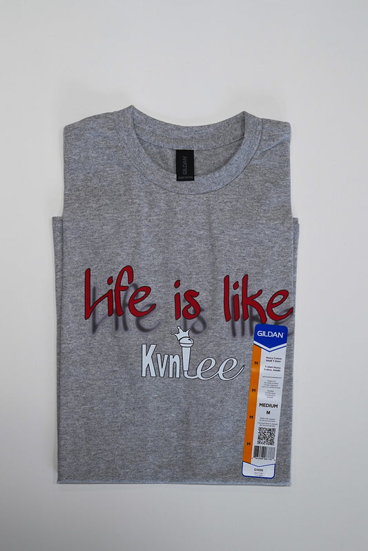 "Life Is Like" 3. Red Shadow Text - Gray T-Shirt - Medium